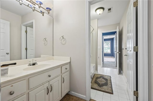 38 Olde Wick Trl, Hoschton, GA 30548 - bathroom with vanity, tile patterned flooring, and shower / washtub combination