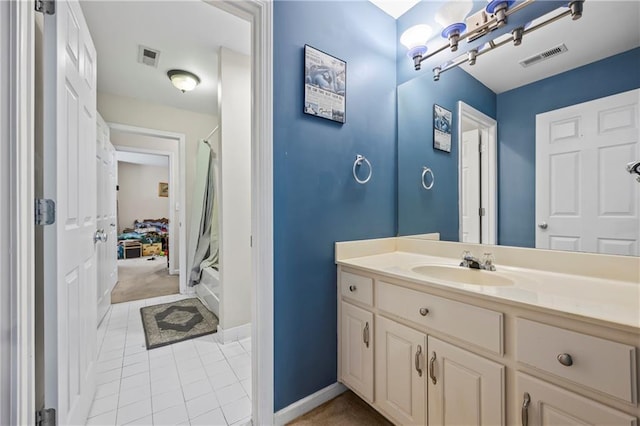 38 Olde Wick Trl, Hoschton, GA 30548 - bathroom featuring vanity, tile patterned flooring, and a shower with curtain