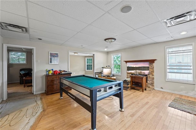 38 Olde Wick Trl, Hoschton, GA 30548 - playroom featuring a paneled ceiling, light wood-style flooring, and billiards table