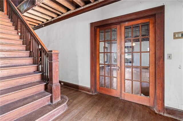 1225 Clifton Rd, Atlanta, GA 30307 - staircase with wood-type flooring and french doors
