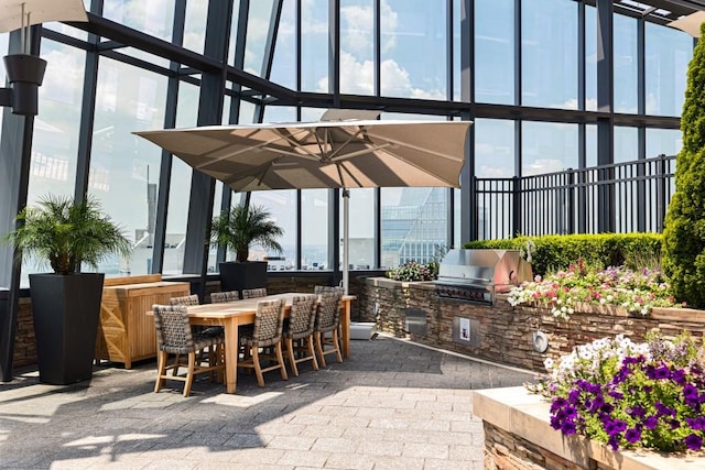 view of patio / terrace with grilling area, outdoor dining area, and area for grilling