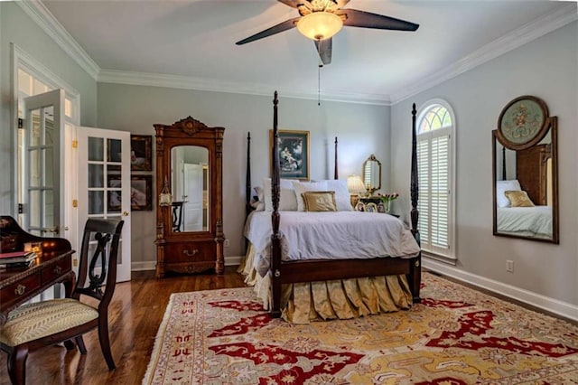 7174 Rockmart Rd, Silver Creek, GA 30173 - bedroom featuring baseboards, ornamental molding, and wood finished floors