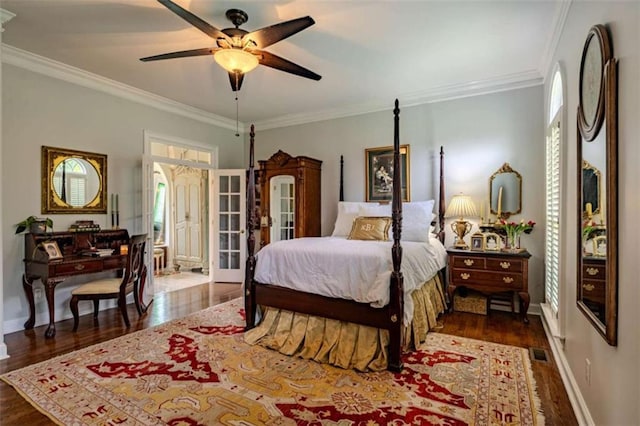 7174 Rockmart Rd, Silver Creek, GA 30173 - bedroom featuring french doors, wood finished floors, and ornamental molding