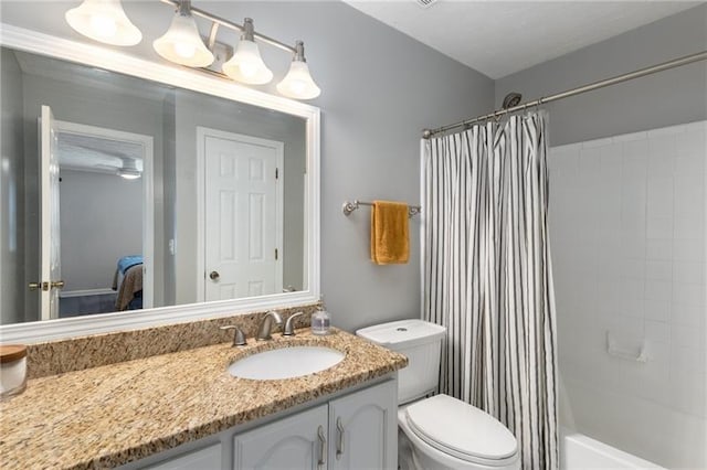 303 Gettysburg Pl, Atlanta, GA 30350 - ensuite bathroom featuring vanity, toilet, and shower / bathtub combination with curtain