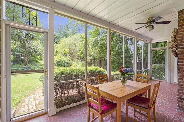 1908 E Roxboro Rd NE, Atlanta, GA 30324 - sunroom / solarium with a ceiling fan and outdoor dining space