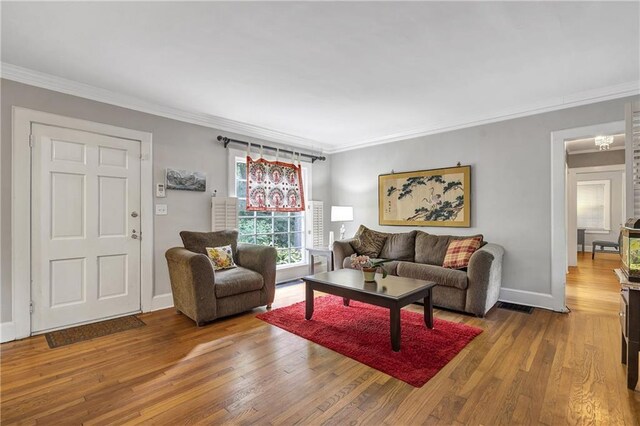 1908 E Roxboro Rd NE, Atlanta, GA 30324 - living area featuring wood finished floors and crown molding