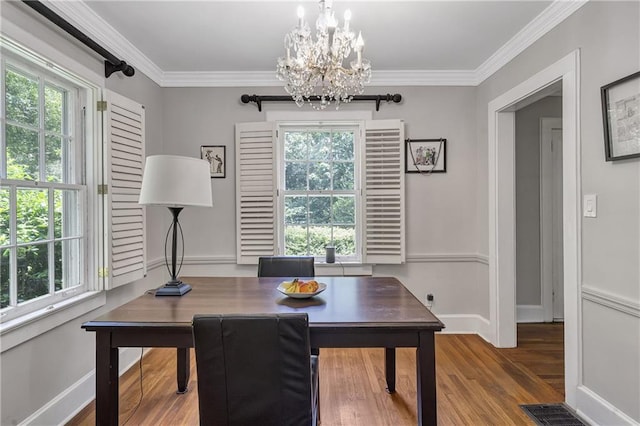 1908 E Roxboro Rd NE, Atlanta, GA 30324 - home office featuring wood finished floors, a chandelier, and ornamental molding