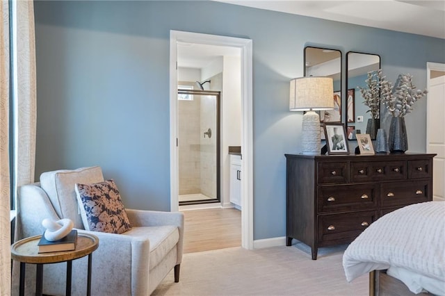 702 Smokey Quartz Way, Kennesaw, GA 30144 - bedroom with baseboards, light carpet, and connected bathroom