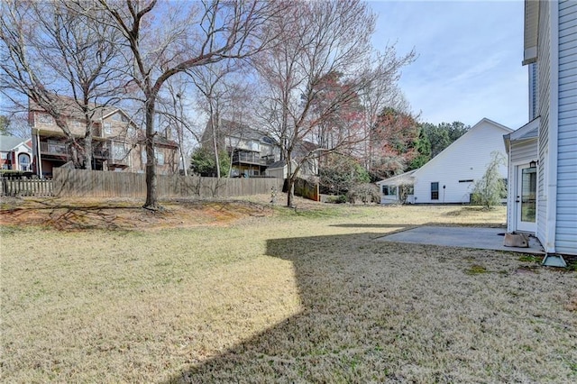 view of yard with a patio area and fence