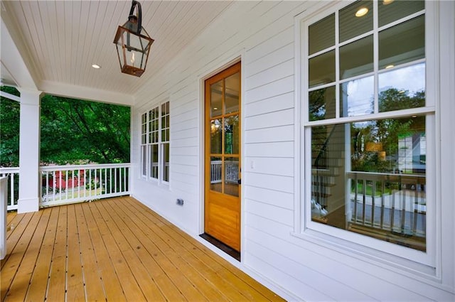 deck with covered porch