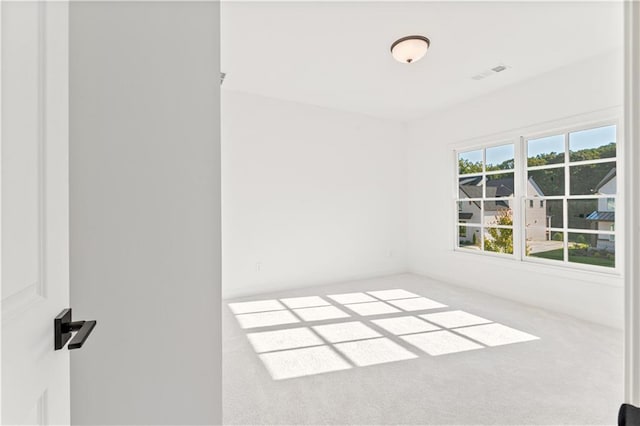 spare room featuring light colored carpet