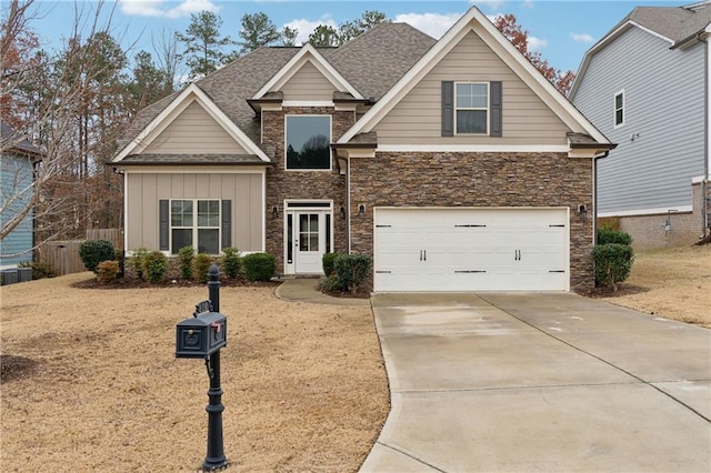 view of front of property with a garage