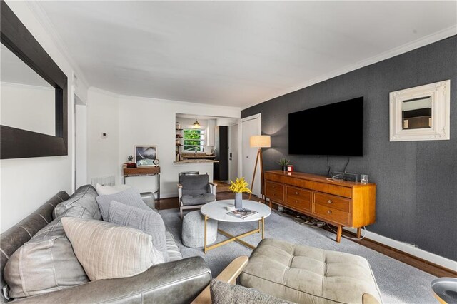 2240 Cheshire Bridge Rd NE Unit 206, Atlanta, GA 30324 - living room with ornamental molding and wood finished floors