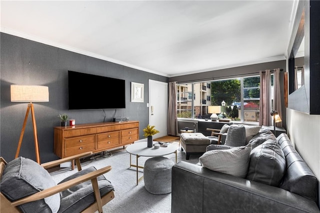 2240 Cheshire Bridge Rd NE Unit 206, Atlanta, GA 30324 - carpeted living area featuring ornamental molding