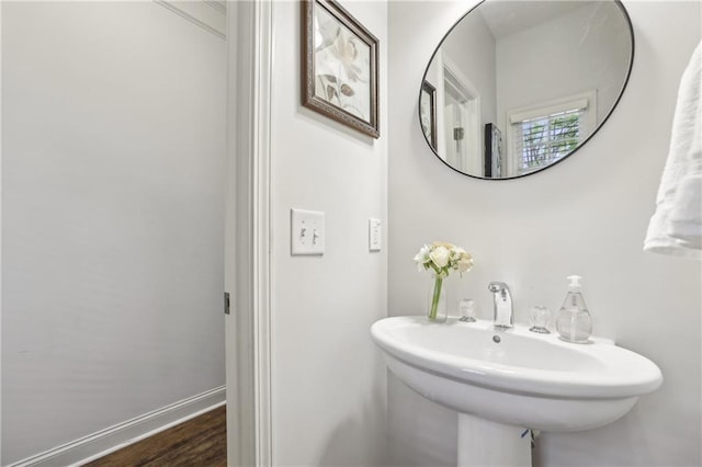 13468 Gardiner Ln, Alpharetta, GA 30004 - bathroom featuring wood finished floors and a sink