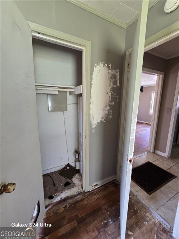 1243 Hill St NW, Conyers, GA 30012 - clothes washing area featuring crown molding