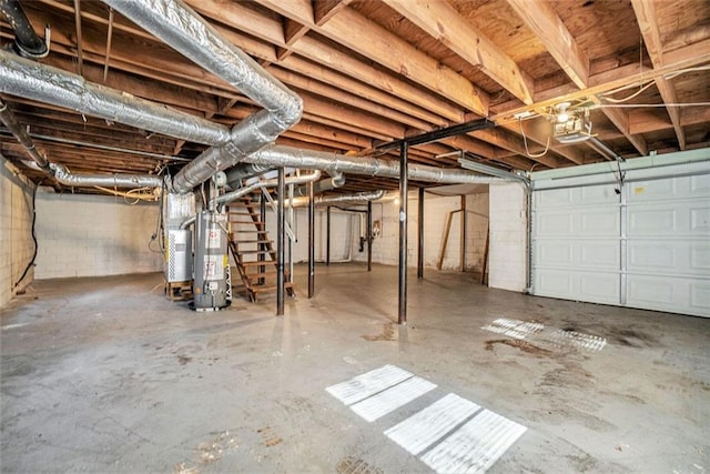 basement featuring water heater