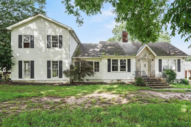 10 Shadburn Ferry Rd, Buford, GA 30518 - view of front of house with a chimney and a front yard