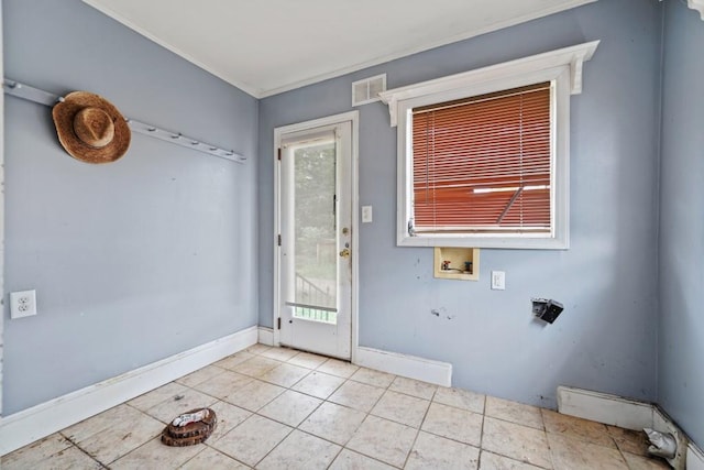 10 Shadburn Ferry Rd, Buford, GA 30518 - laundry room featuring hookup for a washing machine, tile patterned flooring, healthy amount of natural light, and crown molding
