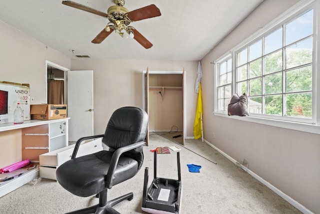 10 Shadburn Ferry Rd, Buford, GA 30518 - office area with a ceiling fan and carpet floors