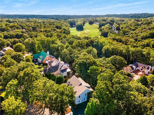 bird's eye view featuring a view of trees