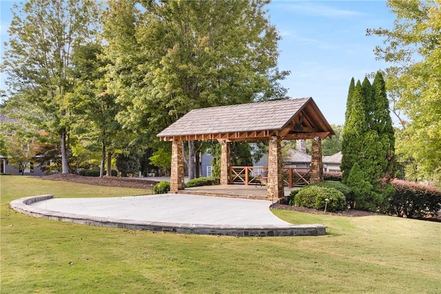 surrounding community featuring a lawn and a gazebo