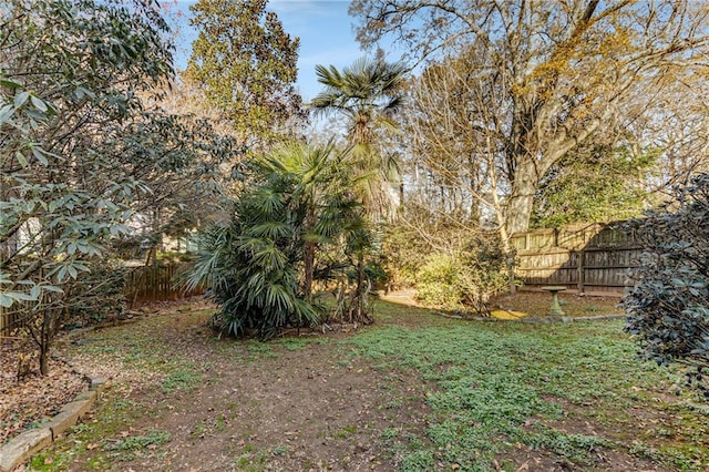 view of yard with a fenced backyard