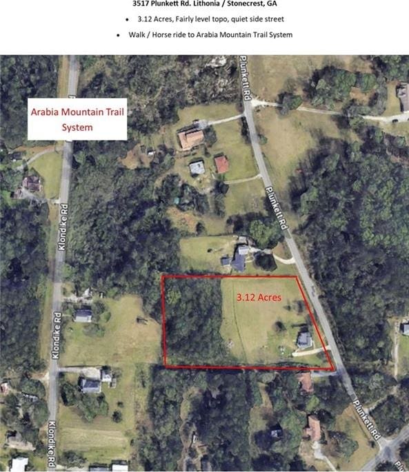 3517 Plunkett Rd, Stonecrest, GA 30038 - map / location with property parcel outlined