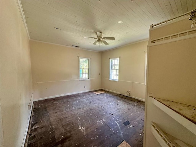 3517 Plunkett Rd, Stonecrest, GA 30038 - unfurnished bedroom featuring ornamental molding, wooden ceiling, baseboards, and ceiling fan