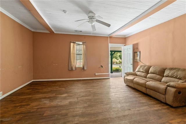 3517 Plunkett Rd, Stonecrest, GA 30038 - living area featuring ceiling fan, wood finished floors, and crown molding