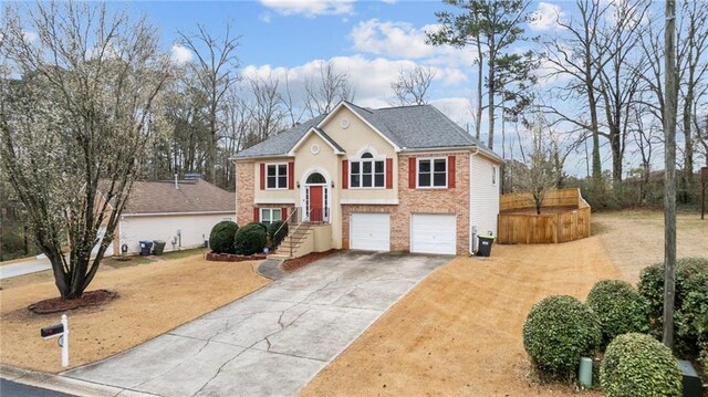 bi-level home featuring a garage