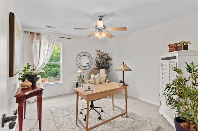 1771 Silvergrass Ln, Grayson, GA 30017 - carpeted office space with baseboards and a ceiling fan