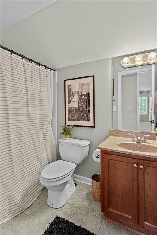1771 Silvergrass Ln, Grayson, GA 30017 - bathroom featuring vanity, tile patterned floors, and curtained shower
