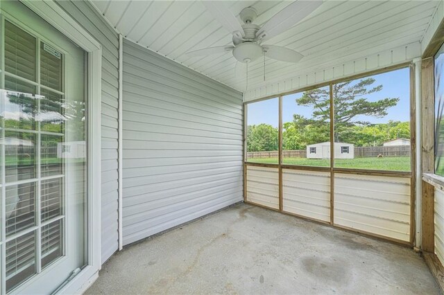 237 Raventree Ln, Griffin, GA 30224 - unfurnished sunroom with a ceiling fan
