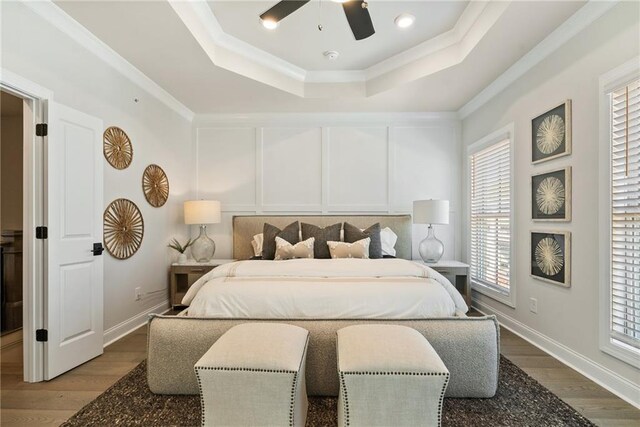 235 Briscoe Way Unit 7, Alpharetta, GA 30009 - bedroom with wood finished floors, a raised ceiling, baseboards, and ornamental molding