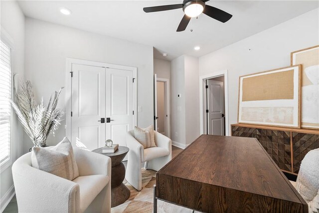 235 Briscoe Way Unit 7, Alpharetta, GA 30009 - office area with recessed lighting, light wood-type flooring, baseboards, and ceiling fan