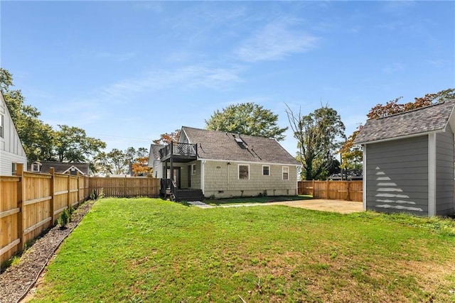 1471 Hardin Dr, College Park, GA 30337 - back of property with a fenced backyard, crawl space, a patio, and an outdoor structure