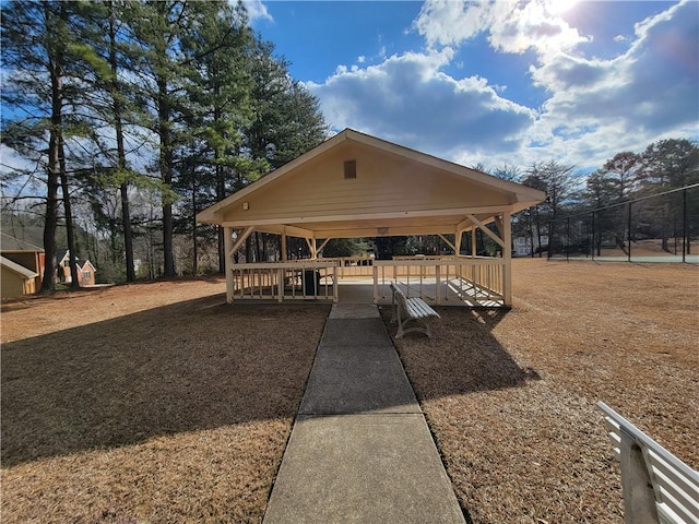 exterior space featuring a gazebo