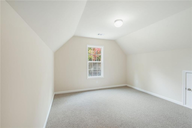 additional living space featuring carpet and lofted ceiling