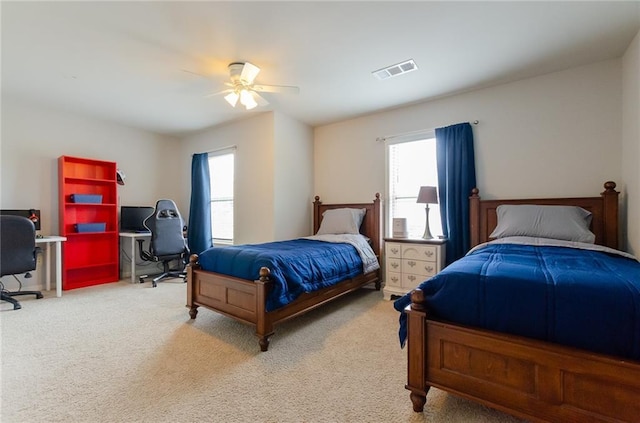 6828 New Fern Ln, Flowery Branch, GA 30542 - bedroom featuring a desk, carpet floors, and a ceiling fan