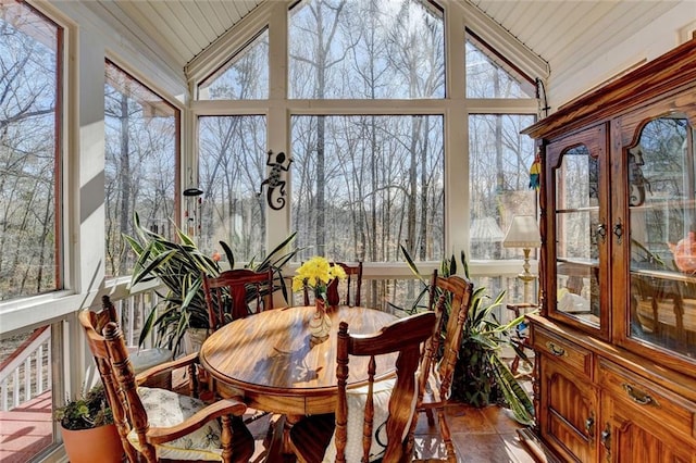 sunroom / solarium featuring lofted ceiling and a wealth of natural light