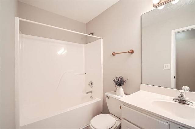 full bathroom with vanity, toilet, and shower / washtub combination