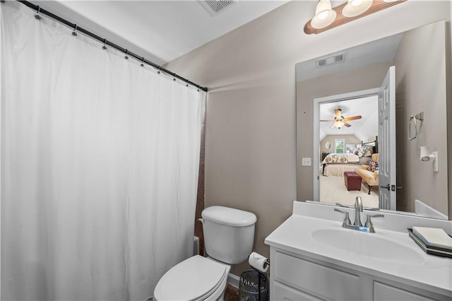 7731 Sleepy Lagoon Way, Flowery Branch, GA 30542 - ensuite bathroom featuring vanity, a shower with shower curtain, and ceiling fan
