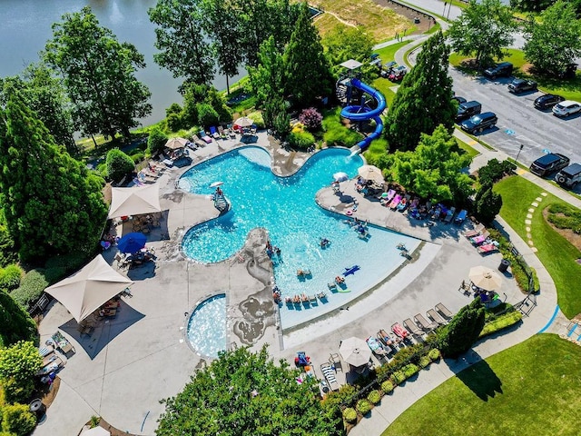 7731 Sleepy Lagoon Way, Flowery Branch, GA 30542 - drone / aerial view of a pool area