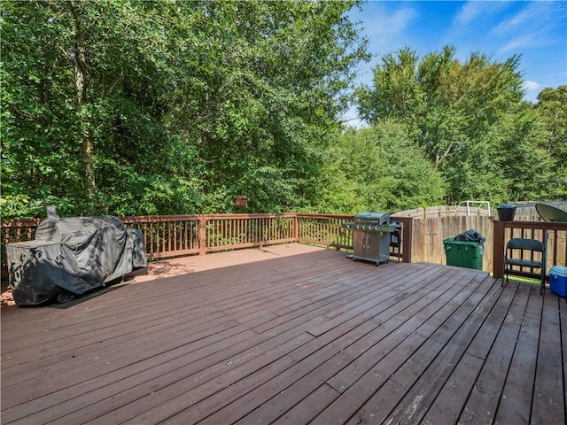 wooden terrace with grilling area