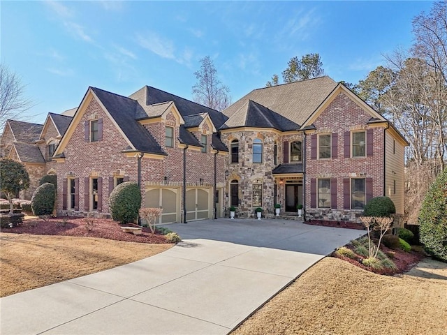 view of front of property with a garage