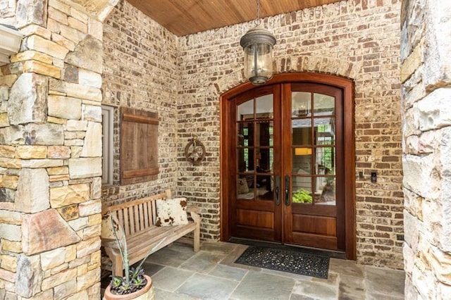 view of exterior entry with french doors