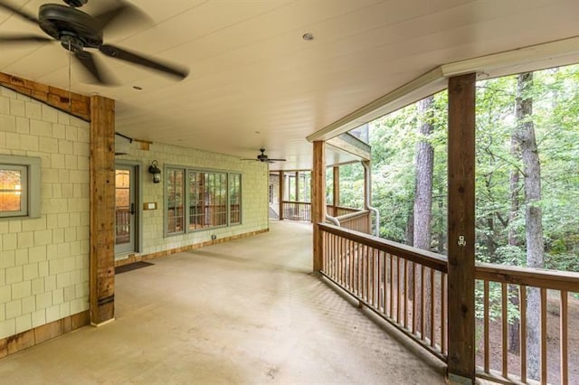 view of patio featuring a ceiling fan