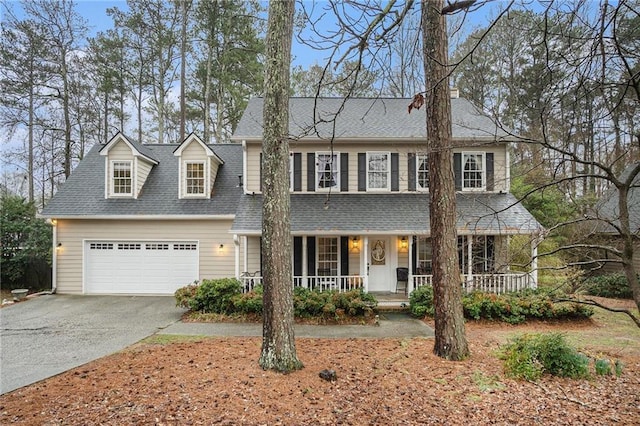 view of front of house featuring a garage and covered porch