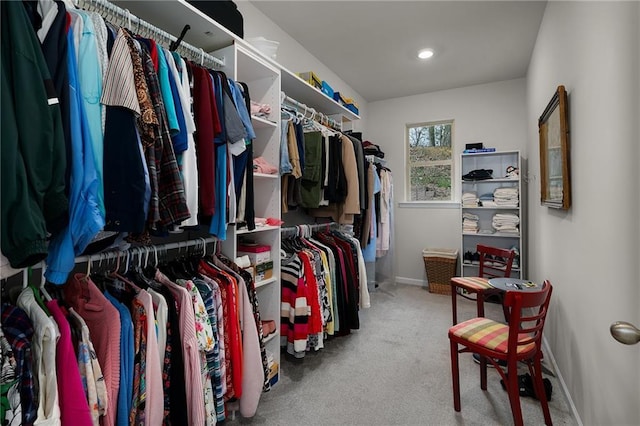 spacious closet with carpet